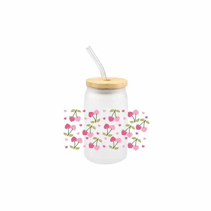 Cherry Fruit Uv Dtf Transfer Stickers Waterproof Colorful Scratch Resistant Uv Dtf Decals For Cup Design sticker cups uv dtf wrap transfer