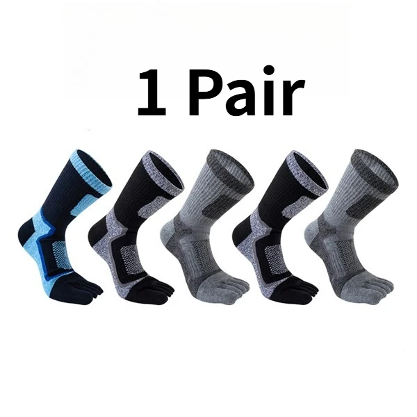 1/5 paia di calzini a cinque dita per uomo, calzini corti sportivi traspiranti in rete a compressione spessa per corsa, basket, ciclismo, fitness, attività all'aperto