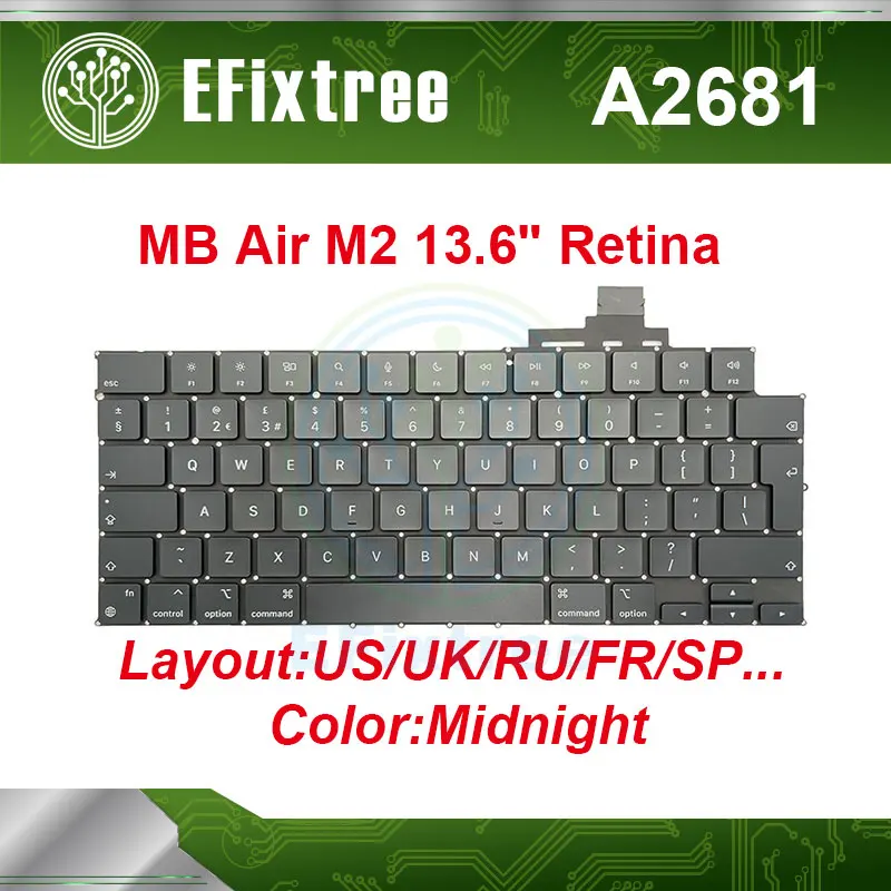 

2022 Year New Laptop Keyboard For MacBook Air M2 13.6" Retina A2681 Keyboard US UK French German Black Keycap For EMC 4074