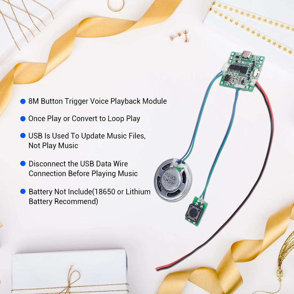 Voice Sound Recorder Module, Clear Sound DIY Voice Message Opname Box Ondersteuning Ultra-lange opname voor het opnemen van speeoed Geschenkdozen Creatieve ambachten Bekentenis(4 minuten