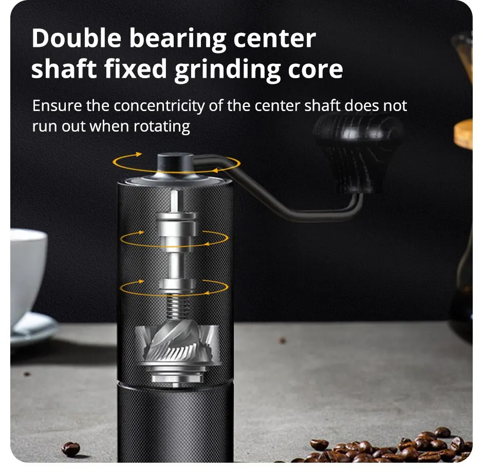 S87ba43f791ec48488386abf8e33f6969w New Manual CNC Coffee Grinder Burr Inside High Quality Handle Design Portable Hand Grinder With Double Bearing Adjustable