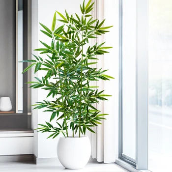 120-240cm/94.48in Artificial Green Bamboo Leaves, Fake Branch Plants, Suitable for Home,  Commercial Office Decoration