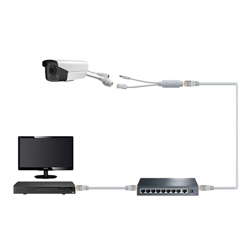 POE 분배기 어댑터, 48V  12V, IEEE 802.3af 호환 10/100Mbps, 감시 카메라 K1KF 용 최대 100 m