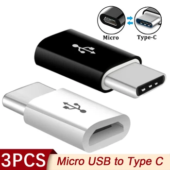 1/3Pcs Micro USB Female To Type C Male Adapter OTG Converter Micro-B To USB-C Connector Charging Cable Adapter Phone Accessories 1