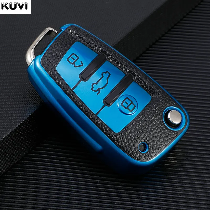 Soft TPU Car Key Fob Case Smart Remote Key Cover Fit For Audi A1 A3 S3 A4 S4 RS4 A6 S6 RS6 Q3 Q5 Q7 TT TTS R8 Etc. (Black