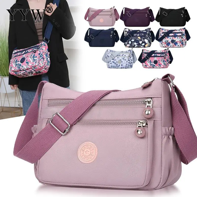 

Casual Nylon Canvas Messenger Bag Shoulder Middle-aged Mother Handbag Multi Pocket Waterproof Large Capacity Travel Shopper Bags