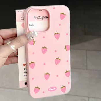 Sweet Pink Strawberry Pattern Phone Case For Redmi 10 11 12 13 14 4G Xiaomi Redmi Note 10 11 12 13 14 Pro 5G 14C 13C 15C Fundas 1