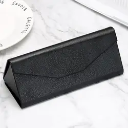 DIY Black Triangle Sunglasses Case - Waterproof, Portable, and Foldable Design (Litchi Black)