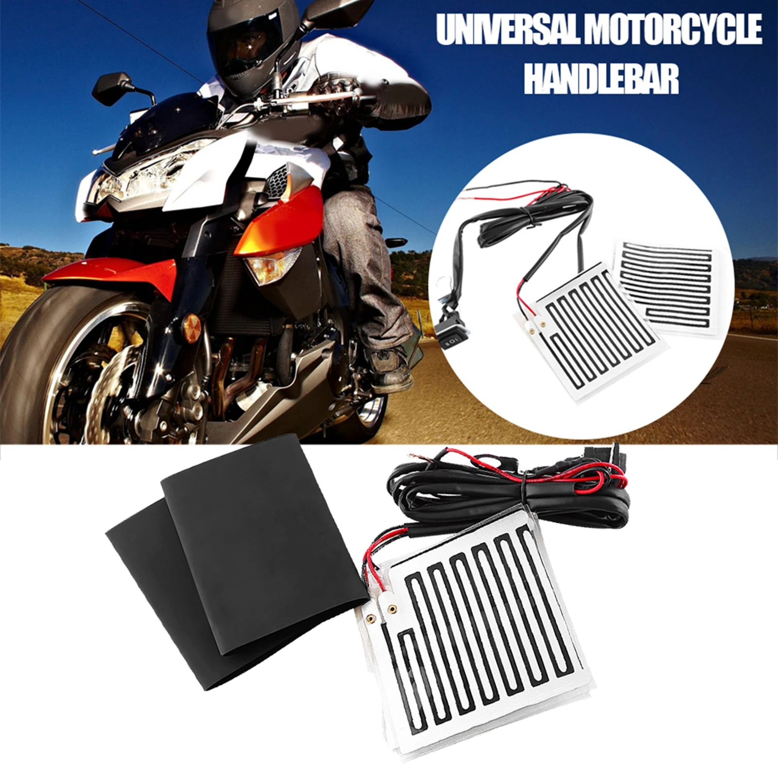 

12V Motorcycle Heated Handles Grip Pads Inserts Winter Handlebar Hand Grip Warmers Fits Universal for ATV Motorcycle