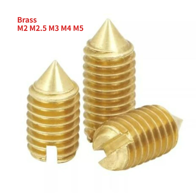 สกรูหัวแบนปลายเรียวทองเหลือง 100/200 ชิ้น ขนาด M2 M2.5 M3 M4 M5 ความยาว 3 มม.~12 มม. 1