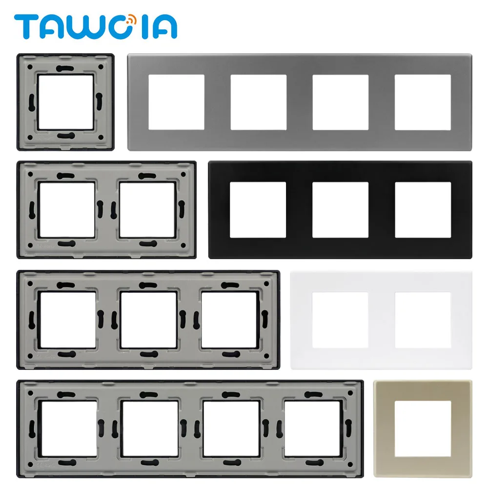 Wall Touch Switch Socket DIY PC Panel European Standard Plastic With Metal Frame For Switch