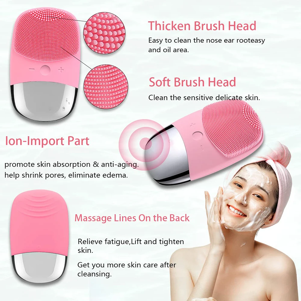 Mini Electric Facial Cleaning Brush Waterproof Face Cleanser Scrubber Exfoliating Massage Vibrating Deep Clean Skin Care Tool