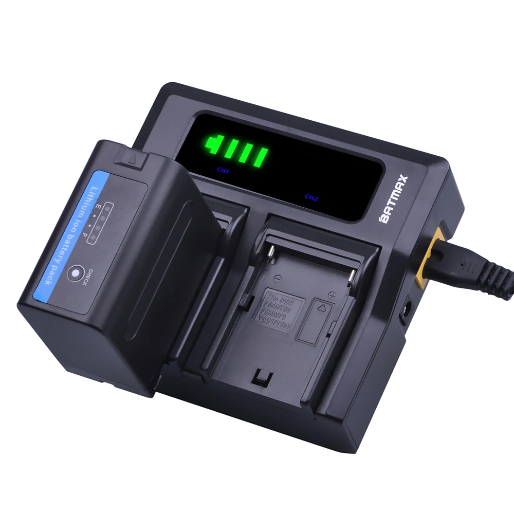 Фото Аккумулятор Batmax 3pc 7200 мАч NP-F970 NP-F960 со стандартными индикаторами мощности + быстрое двойное зарядное устройство для YONGUO,Godox №5