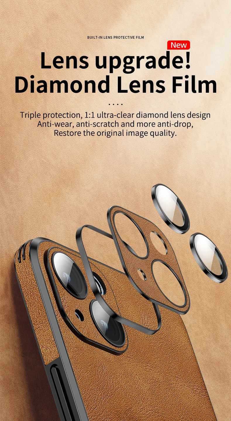 Phone Case For iPhone 14 13 12 Pro- diamond lens film- Smart cell direct 