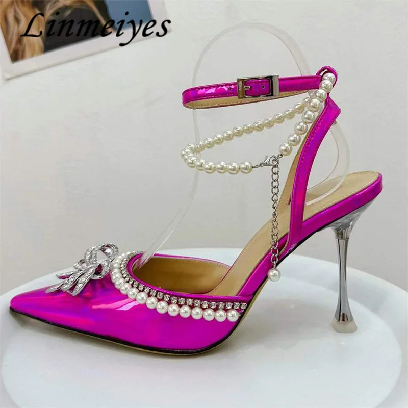 

Fashion Thin High Heels Shoes Women Sexy Satin Beading Crystal Sandals Lady Ankle Buckle Luxury Butterfly knot Party Shoes Mujer