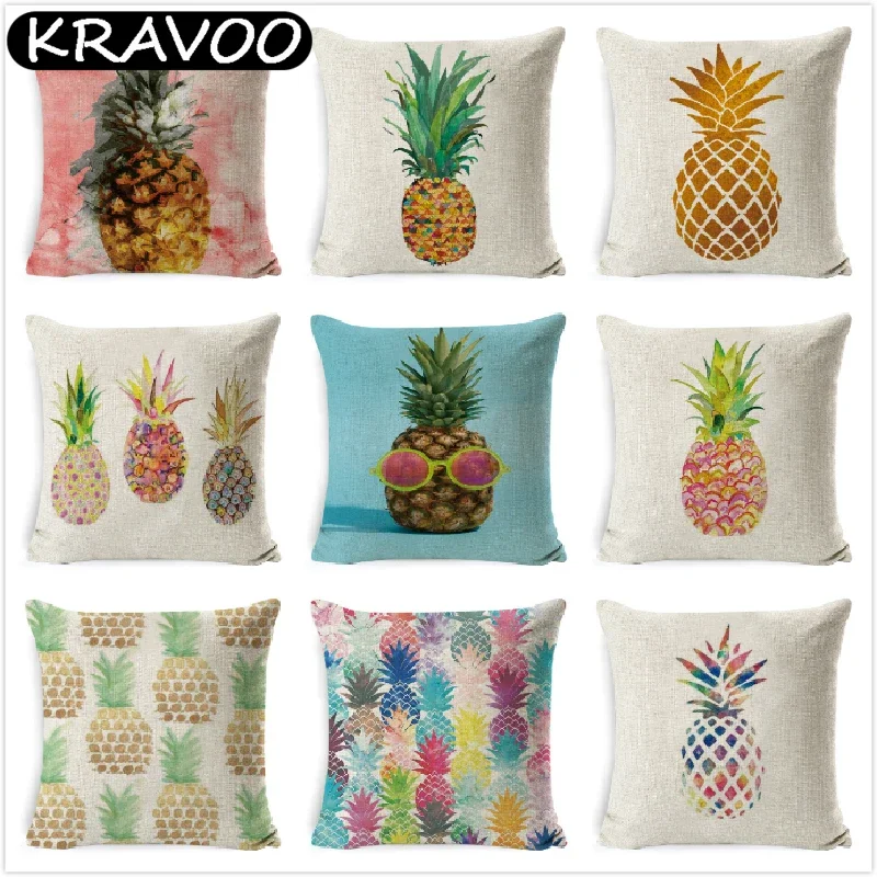 

Pineapple Fruit Pattern Cushion Cover Polyester Throw Pillow Case Car Home Sofa Bed Kids Room Decorat Pillowcase funda cojines