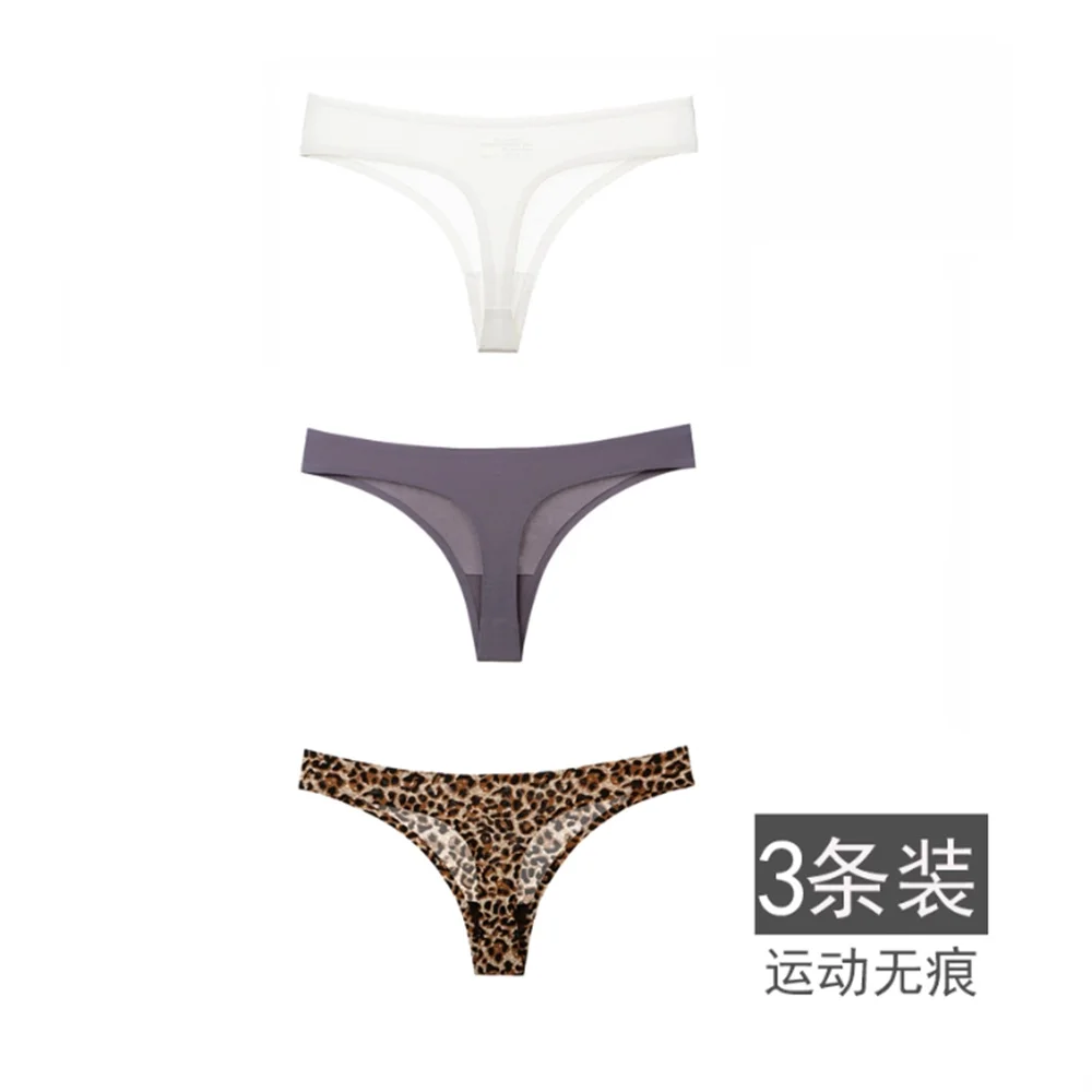3Pcs Ultra Soft Underwear for Women Sexy Ultra Thin Leopard Thong Seamless Female Stretch G Strings Comfort Lingerie Multipack