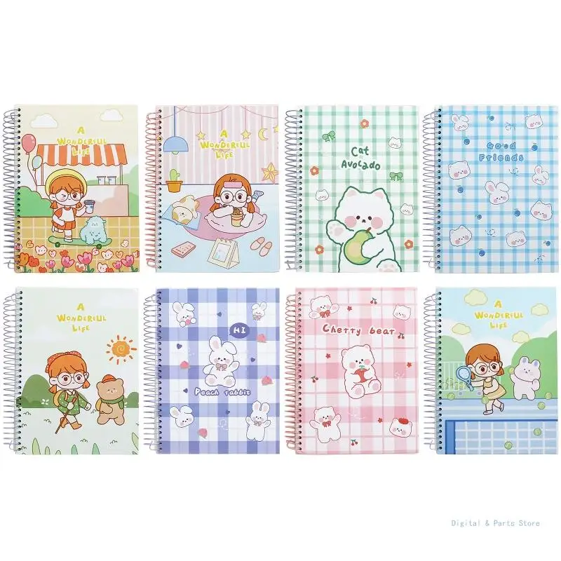 

M17F Cartoon Spiral Journal B5 Notebook 150 Sheets Eye-caring Dowling Papers Gift Notepad for Kids Students Office Women Men