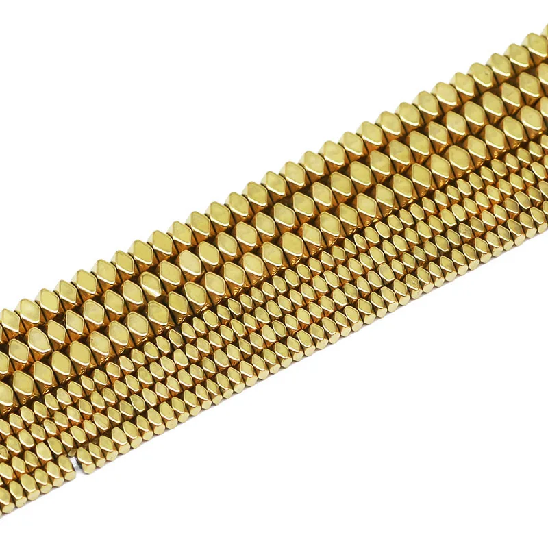 Natural Stone faceted Flat square Spacer Beads Plated Gold Color