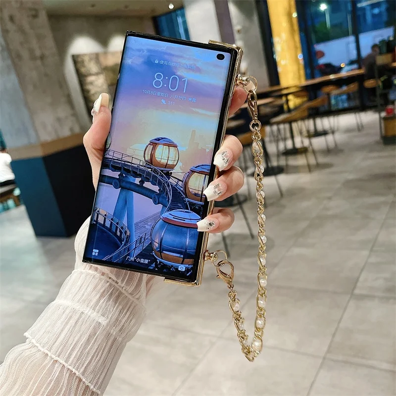 Bracelet Electroplated Frame PU Leather Phone Case For Honor V Purse Cover