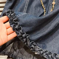 Vêtements décontractés à la mode pour filles de 2 à 7 ans, Version coréenne, robe en Denim plissée à simple boutonnage, sans manches, pour l'été 5