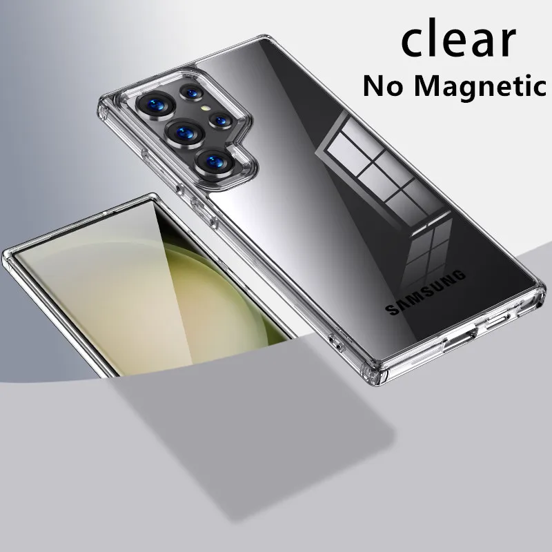 Magnetic Wireless Charging Armor Case with Matte & Clear Finish - Military Shockproof Cover