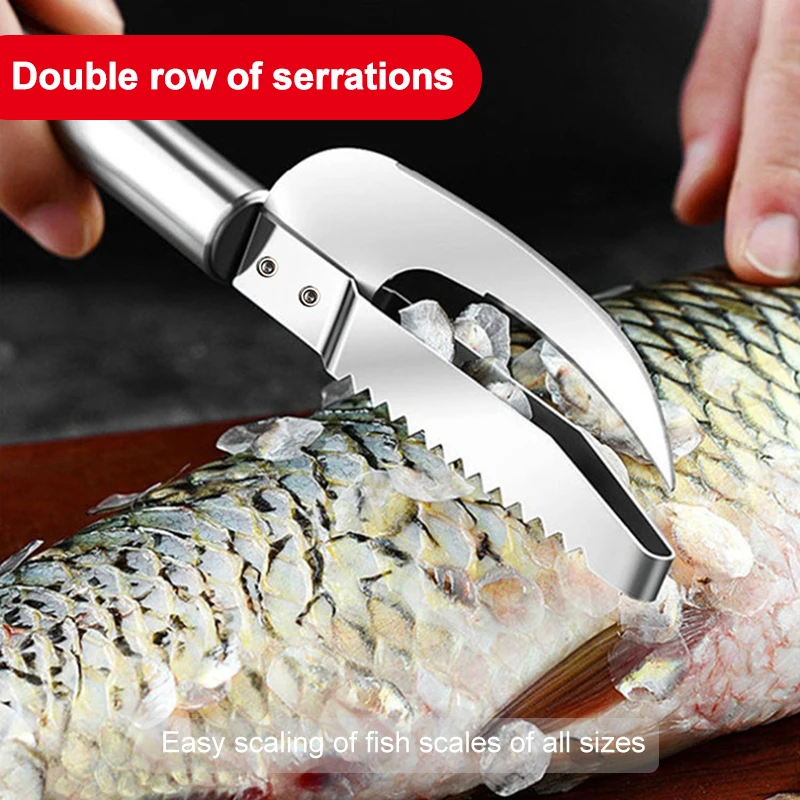 3 In 1 Stainless Steel Fish Scale Knife Cut/Scrape/Dig Maw Sawtooth Peelers Fast Cleaner Remove Skin Brush Kitchen Accessories