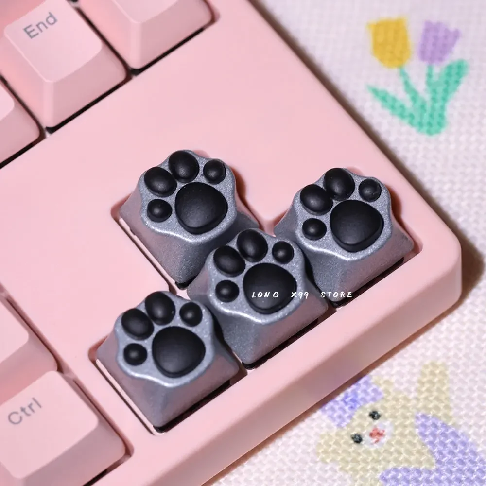 Cute Cartoon Silicone Keyboard Cap Artisan Cat Paws Pad Soft Feel Pink Keycaps para Cherry mx Switches Personality Diy - Imagem 3