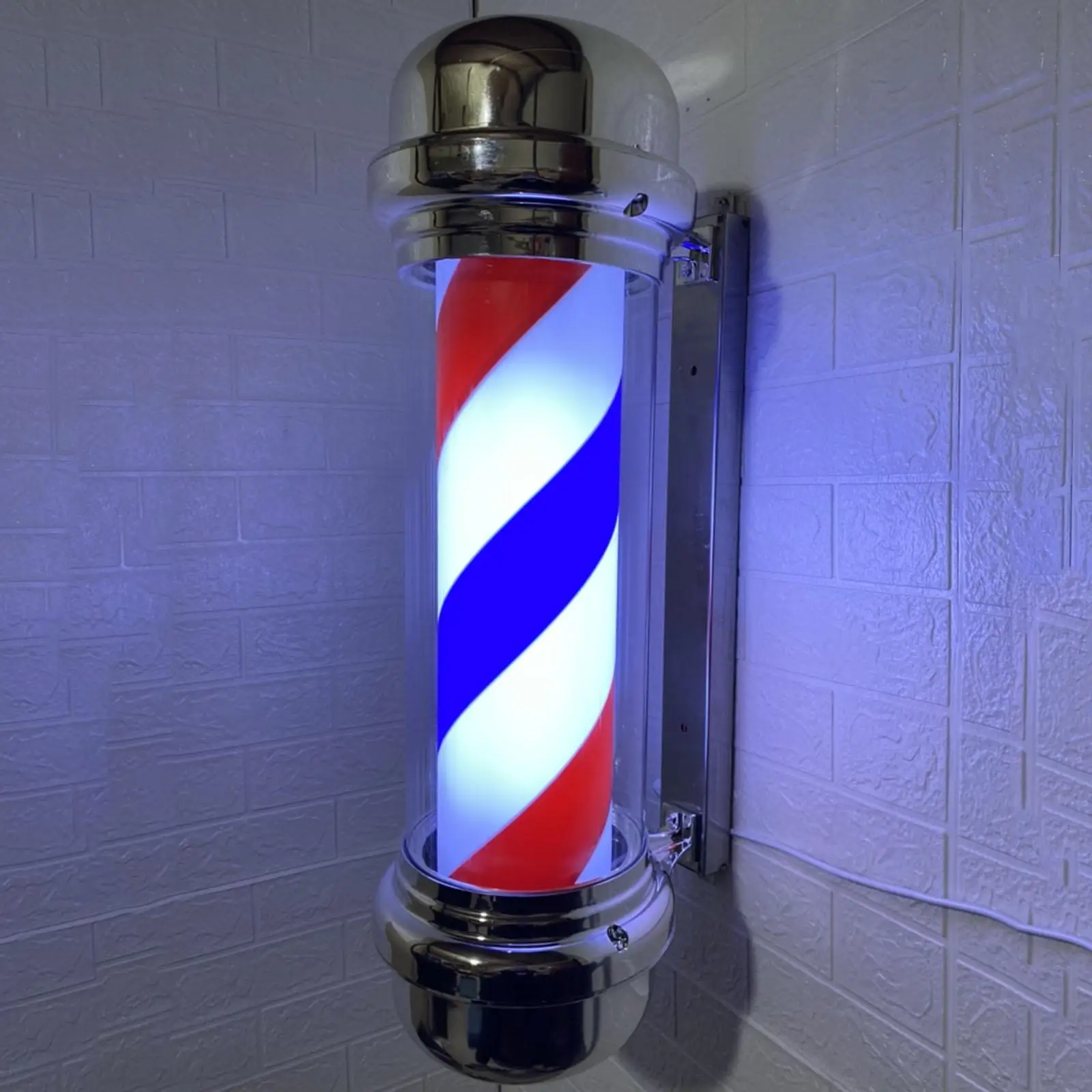 Waterproof Barber Pole LED Light Rotating Hair Salon Shop Sign Stripes for Indoor