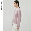SENTUBILA Patchwork Spliced Sweatshirt for Women 2024 Winter Cotton Casual 2 in 1 Pullover Embroidery POLO Neck Tops 143A56445 3