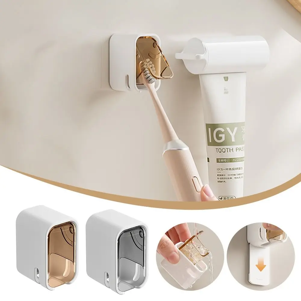 Portable Dustproof Toothbrush Holder Flip-top Wall Mounted Toothbrush Rack Storage Box