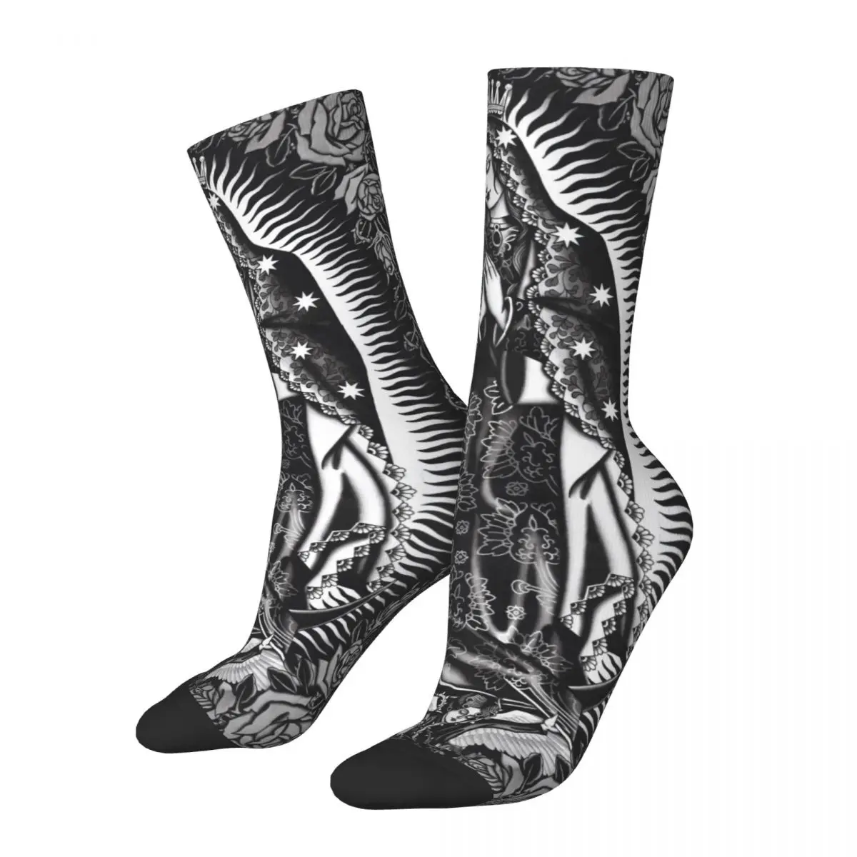 

Winter Warm Hip-hop Men's Women's Emil Salmins Christian Socks Mother Mary Watercolor Print Breathable Skateboard Socks