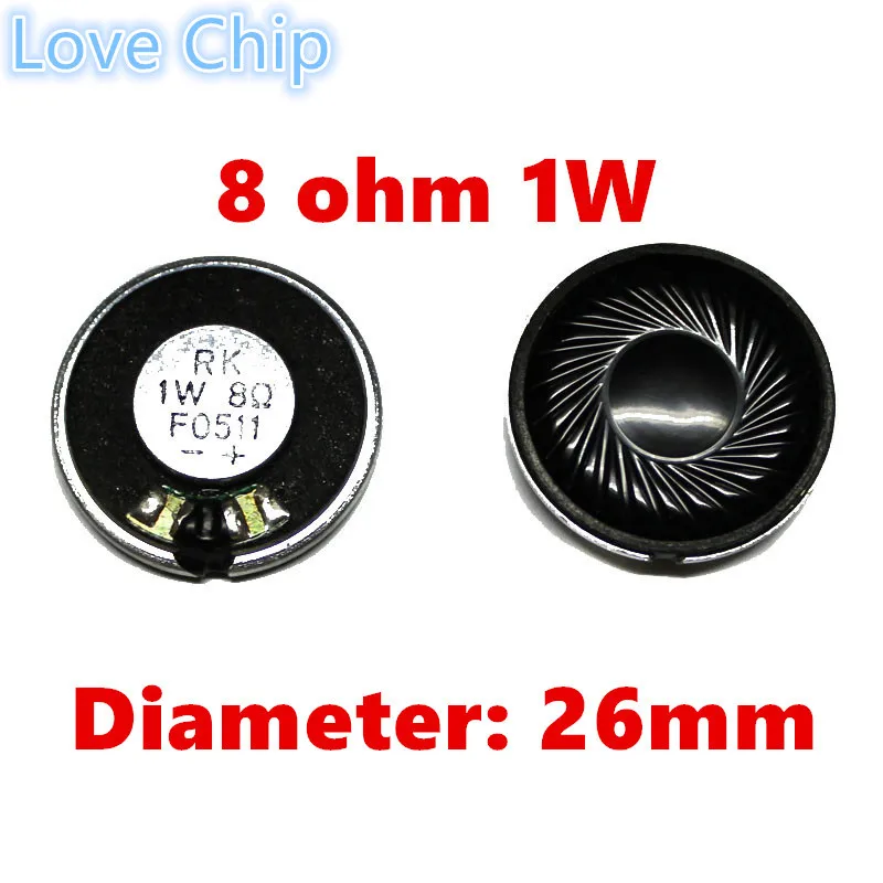 10pcs New Original Ultra-thin Mini speaker 8 ohms 1 watt 1W 8R speaker Diameter 26MM 2.6CM thickness 5MM Loud speakers 1pcs high quality speaker horn 10w 8r diameter 50mm 50cm thickness 27 5mm mini amplifier rubber gasket loudspeaker trumpet