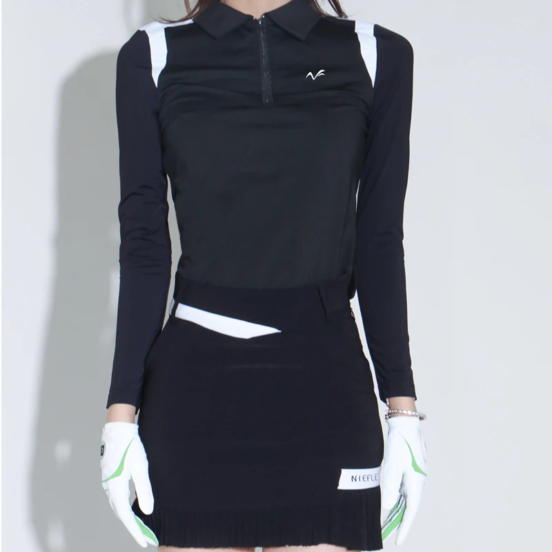 Golf Women's Autumn Long Sleeved Slim Fit Wrinkle Resistant High-quality Fashion Short Skirt Outdoor Leisure Sports