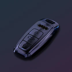 Premium Suede Car Key Fob Cover with Keychain Protection Bag (Grey shell)