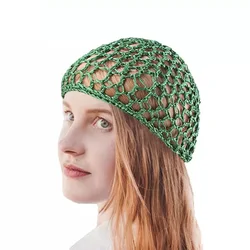 New Soft Knit Hair Net Rayon Knit Snood Hat Mesh Hair Care Cap Crochet Sleeping Night Cover Turbans Styling Tool Accessories
