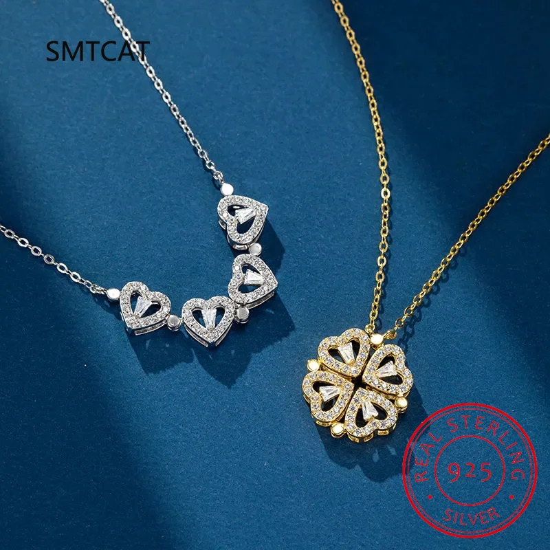 Necklace 925 Sterling Silver Clover Four Leaf Heart Shape Pendant For Women pendant necklace silver necklace silver pendant