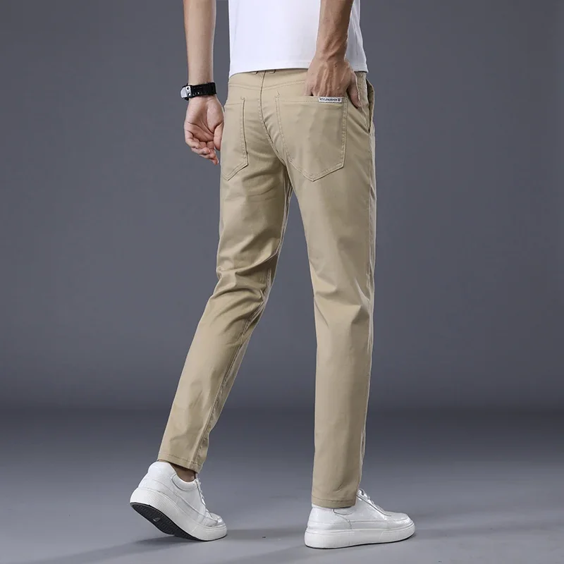 Thin Men's Pants Classic 7 Colors Summer New Casual Pant Business Fashion Stretch Cotton Slim Brand Male Trousers 2