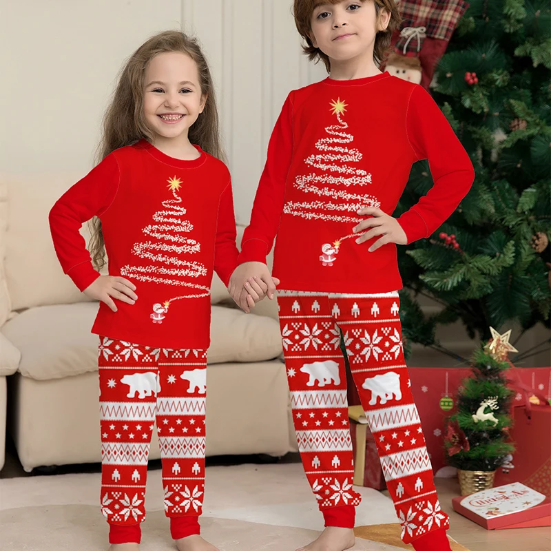 Couples Christmas Family Matching Pajamas Set Red Santa Mother Kids Clothes Christmas Pajamas For Family Clothing Set
