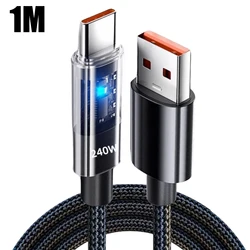 240W USB Type - C Nylon Fast Charging Cable with LED Display (1m)