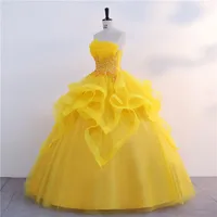 New Gold Quinceanera Dresses Classic Strapless Ball Gown Real Photo Prom Dress Shinny Formal Gown Luxury Modern Vestidos - Image 4