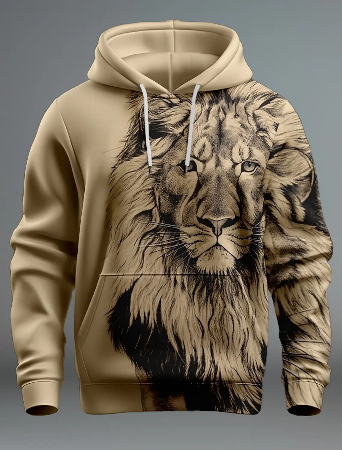 Neue Grafik Lion Herrenmode 3D-Druck Hoodie Streetwear Hoodies Langarm Kapuze Vordertasche Frühling Sweatshirt