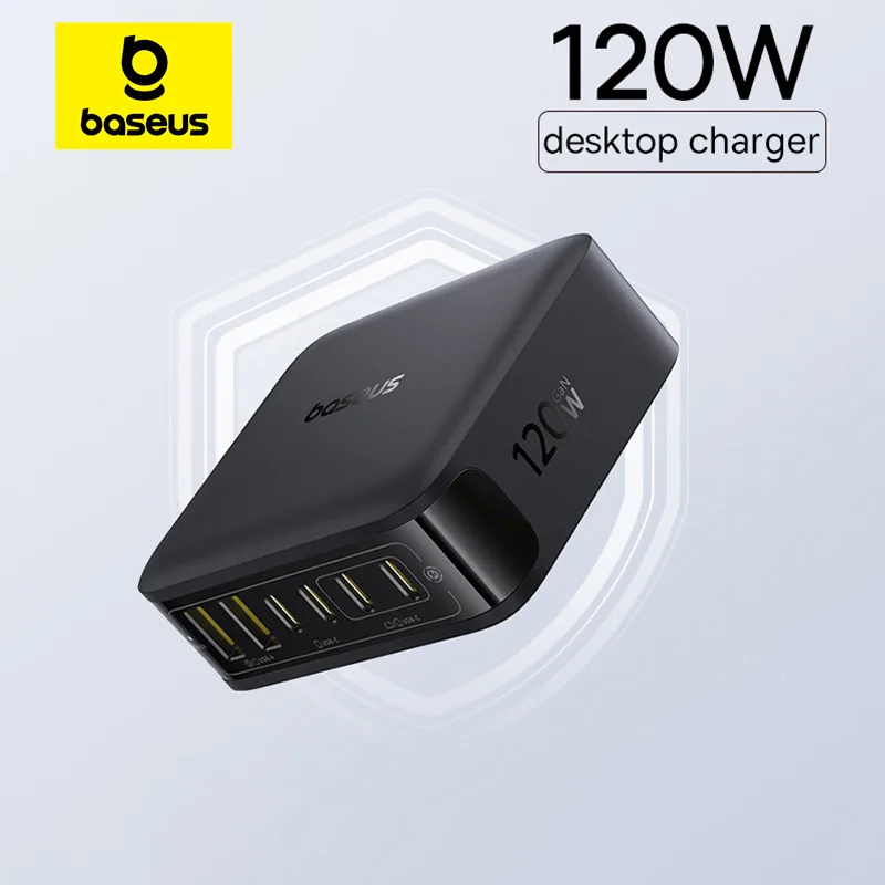 Baseus 120W Desktop Charger USB C Charger GaN Charger PD Quick Charge USB Phone Charger For Tablet Laptop iPhone 17 16 15 14