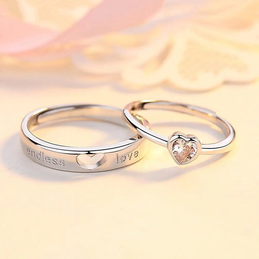 Stainless Steel Couple Adjustable Engagement Wedding Jewelry For Women Men Romantic Promise Anniversary Gift