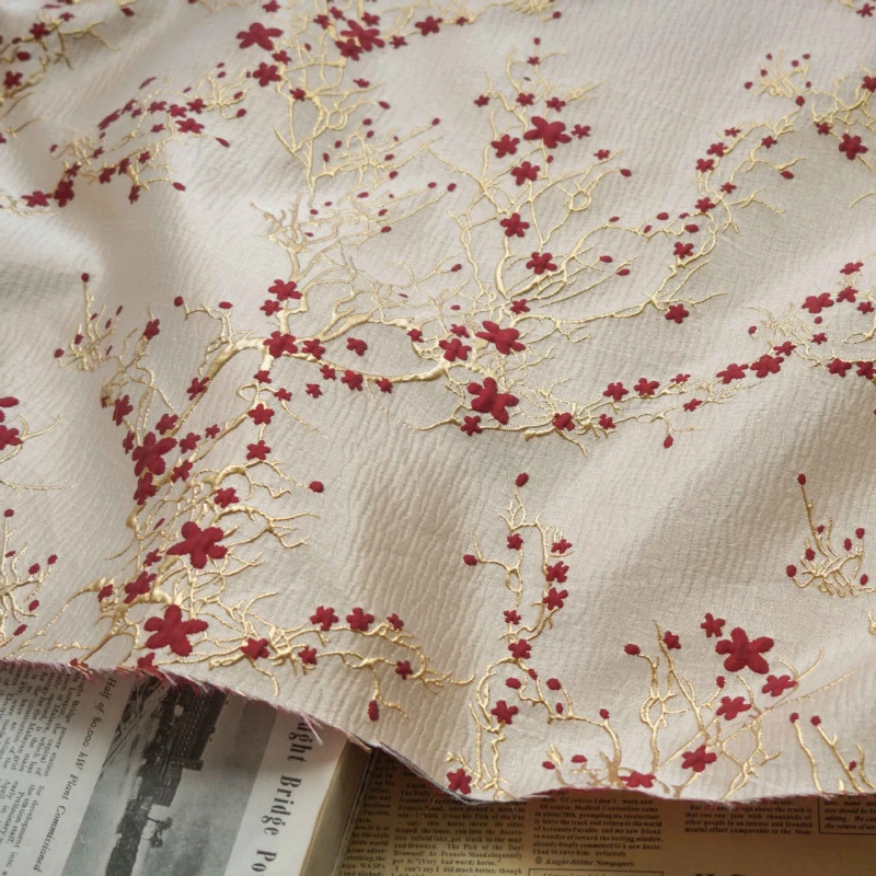 Gold Red 358-4 Silk Jacquard