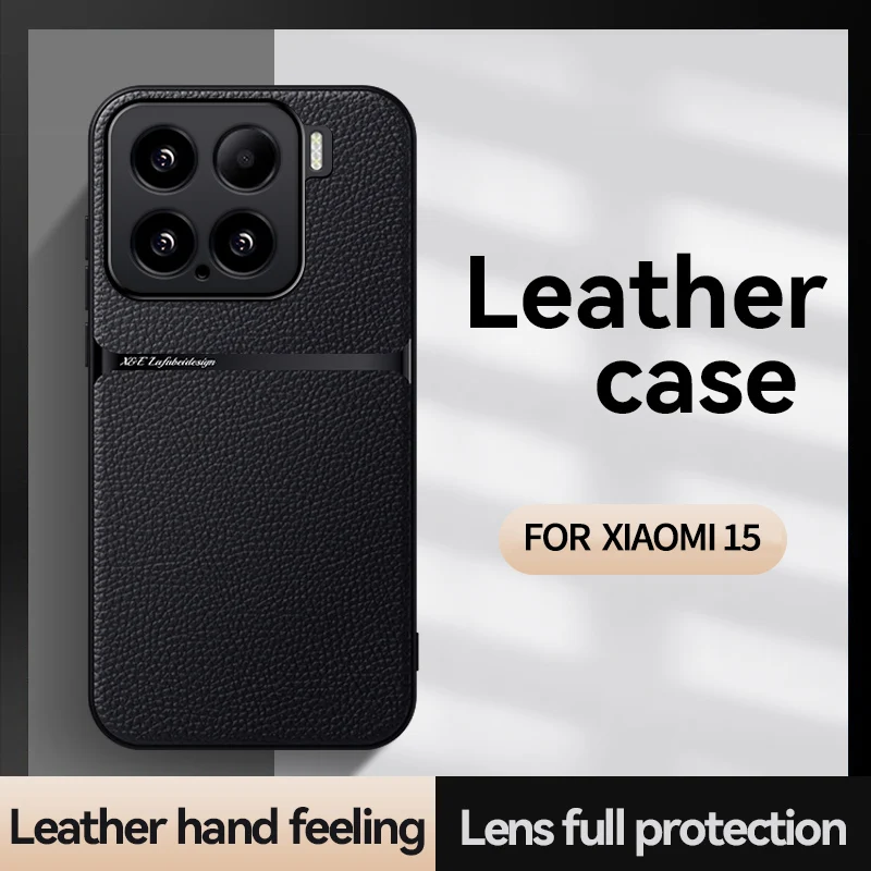 Xiaomi 15 Hülle – TPU-Kunstleder, Rutschfest, Mit Kameraschutz, Ultraschlank, Schwarz