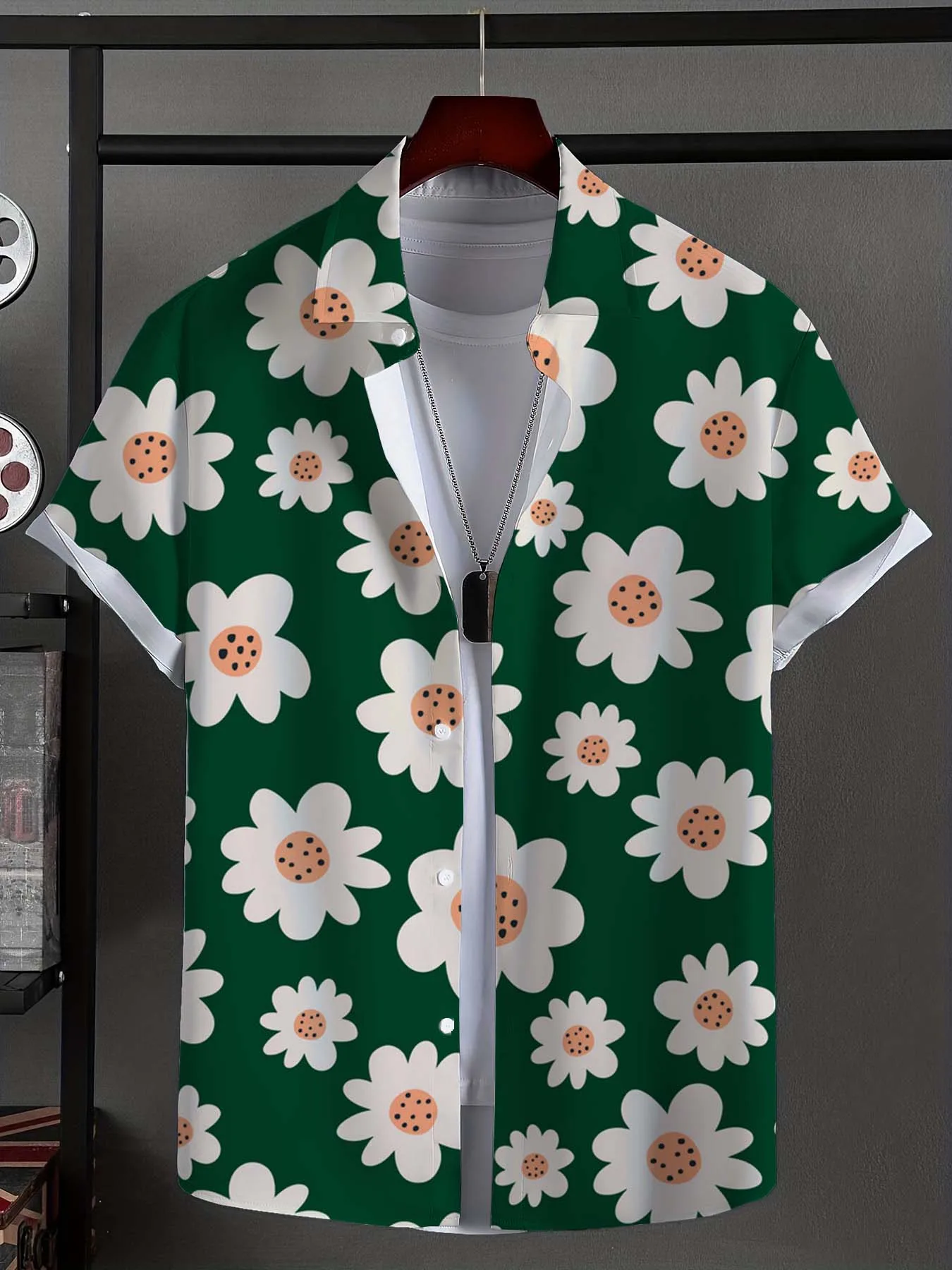 Men's Shirt Fashion Plant Flowers Graphic Tops Button Up Shirt New Casual  Unisex Shirt Vacation Lapel Short Sleeves Shirt 4