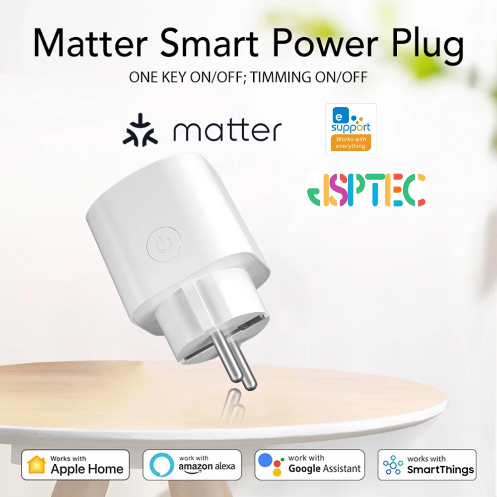 JSPTEC Smart EU Plug Matter WiFi Socket 16A Timer Outlet Support  Apple Homekit with Google Home Alexa 1