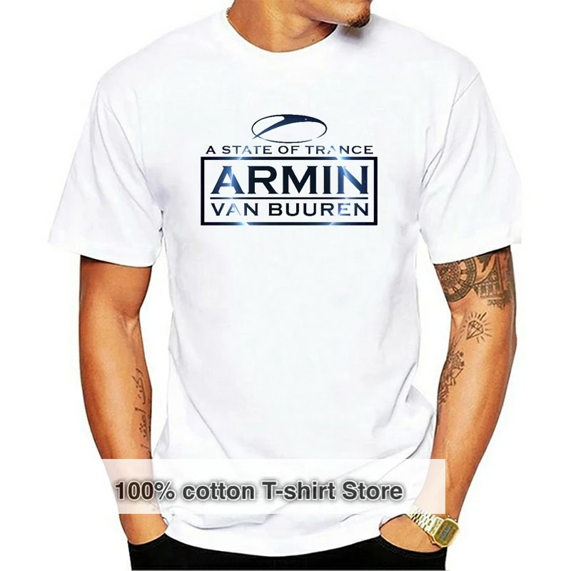 T-shirt Armin Van Buuren A State Of Trance - Coton Blanc, Motif Logo - Pour Homme, Coupe Classique - Idée Cadeau Fan De Musique électronique