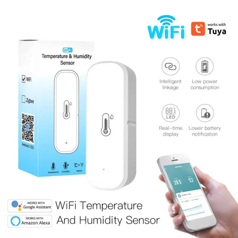 

TUYA WiFi Mini Smart Temperature and Humidity Sensor Smart Life Remote Control Support Voice Control Via Alexa Google Home